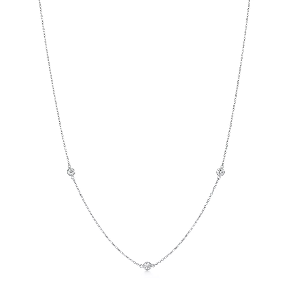 Carave Paris Bezel-Set Triple Station Necklace in White Gold