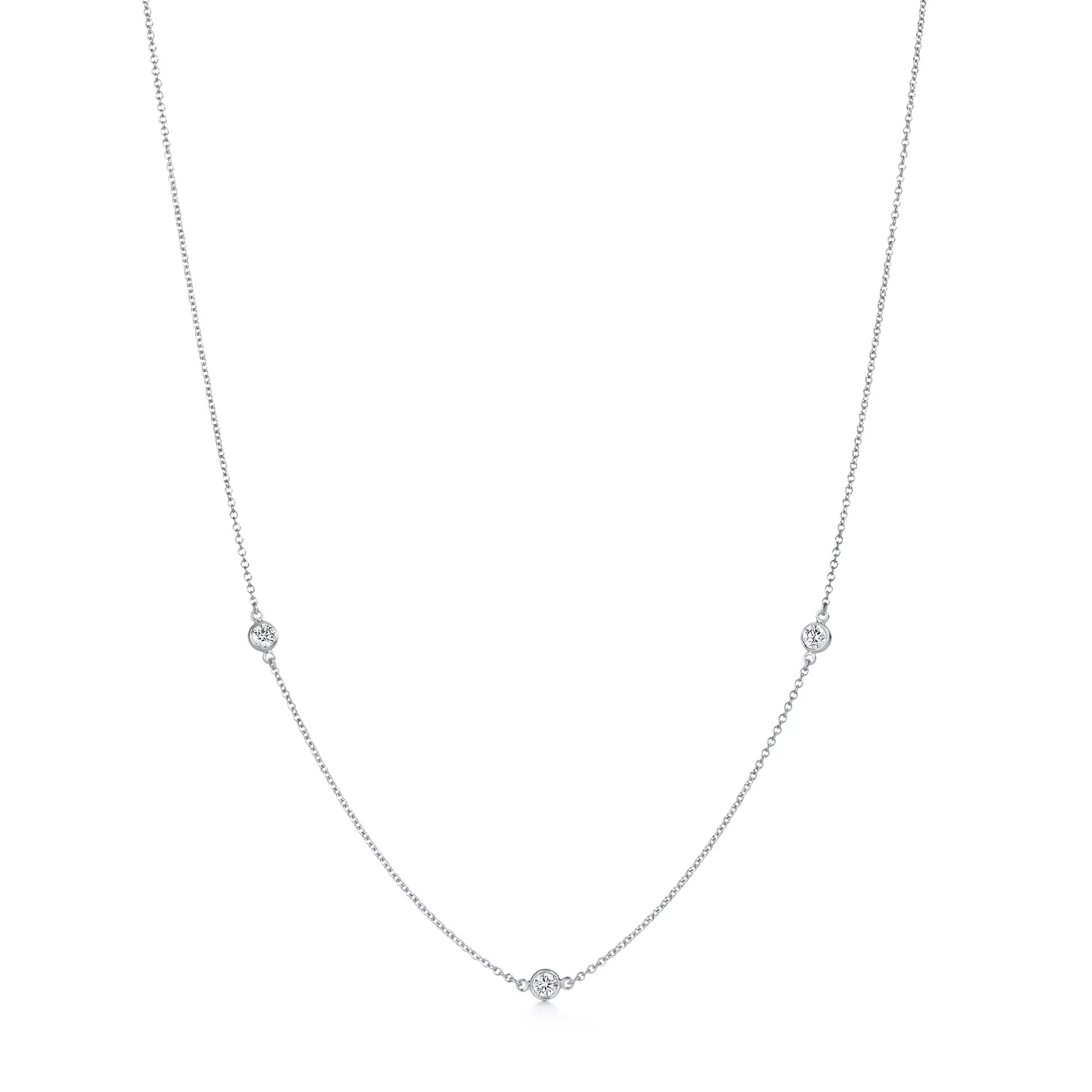 Carave Paris Bezel-Set Triple Station Necklace in White Gold