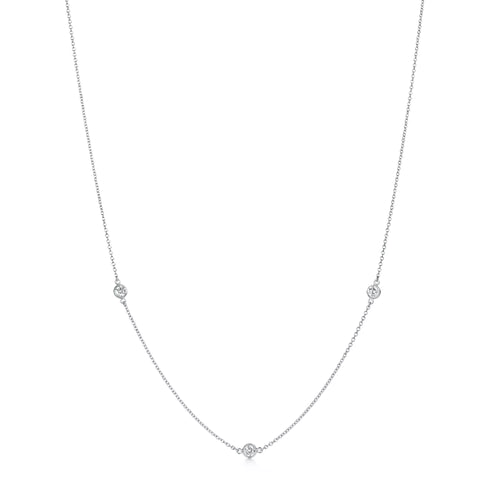 Carave Paris Bezel-Set Triple Station Necklace in White Gold