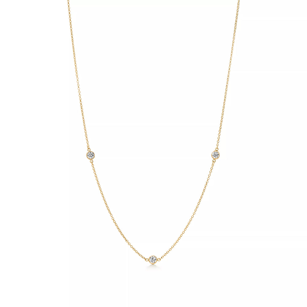 Carave Paris Bezel-Set Triple Station Necklace in White Gold