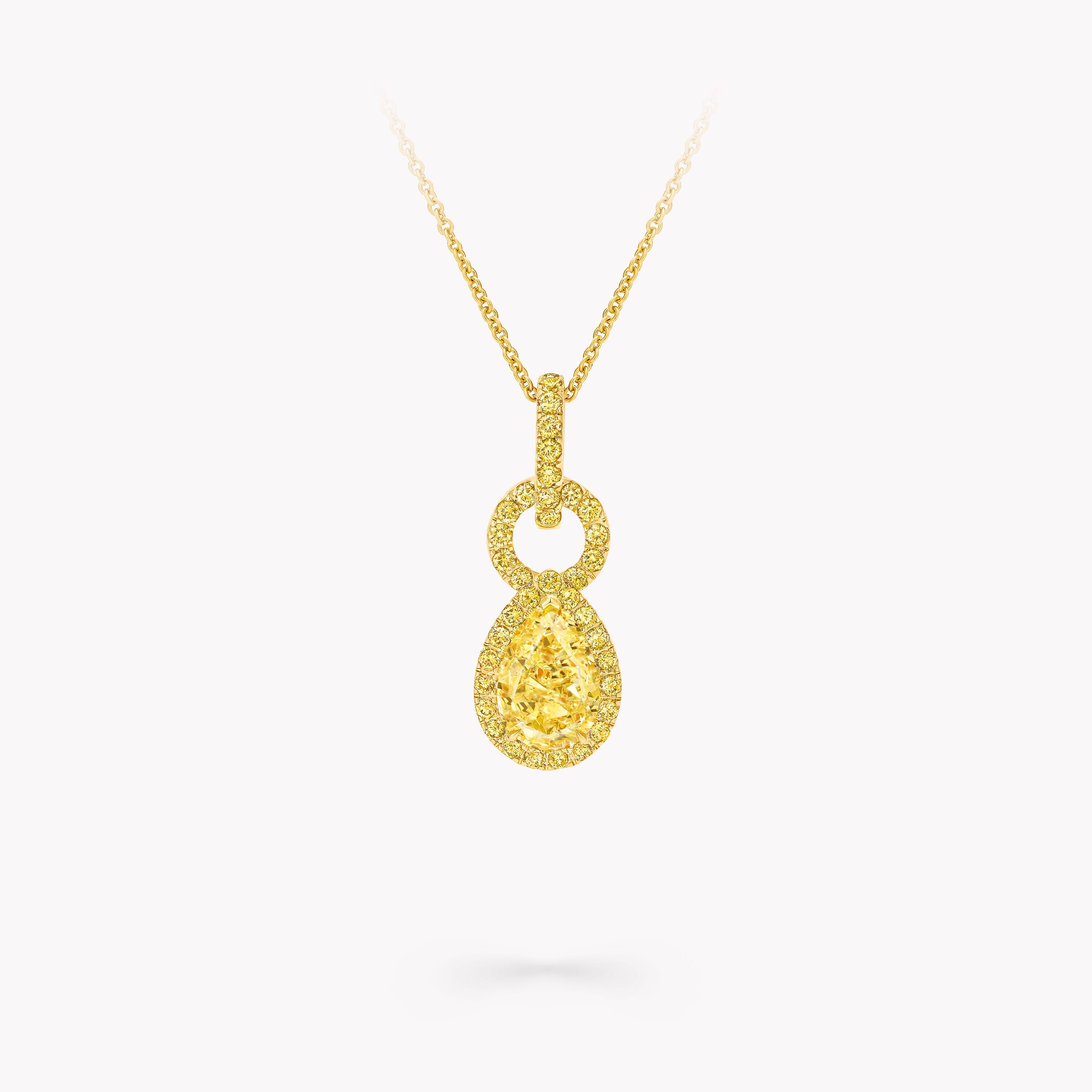 Carave Paris Yellow Pear Halo Diamond Pendant Necklace