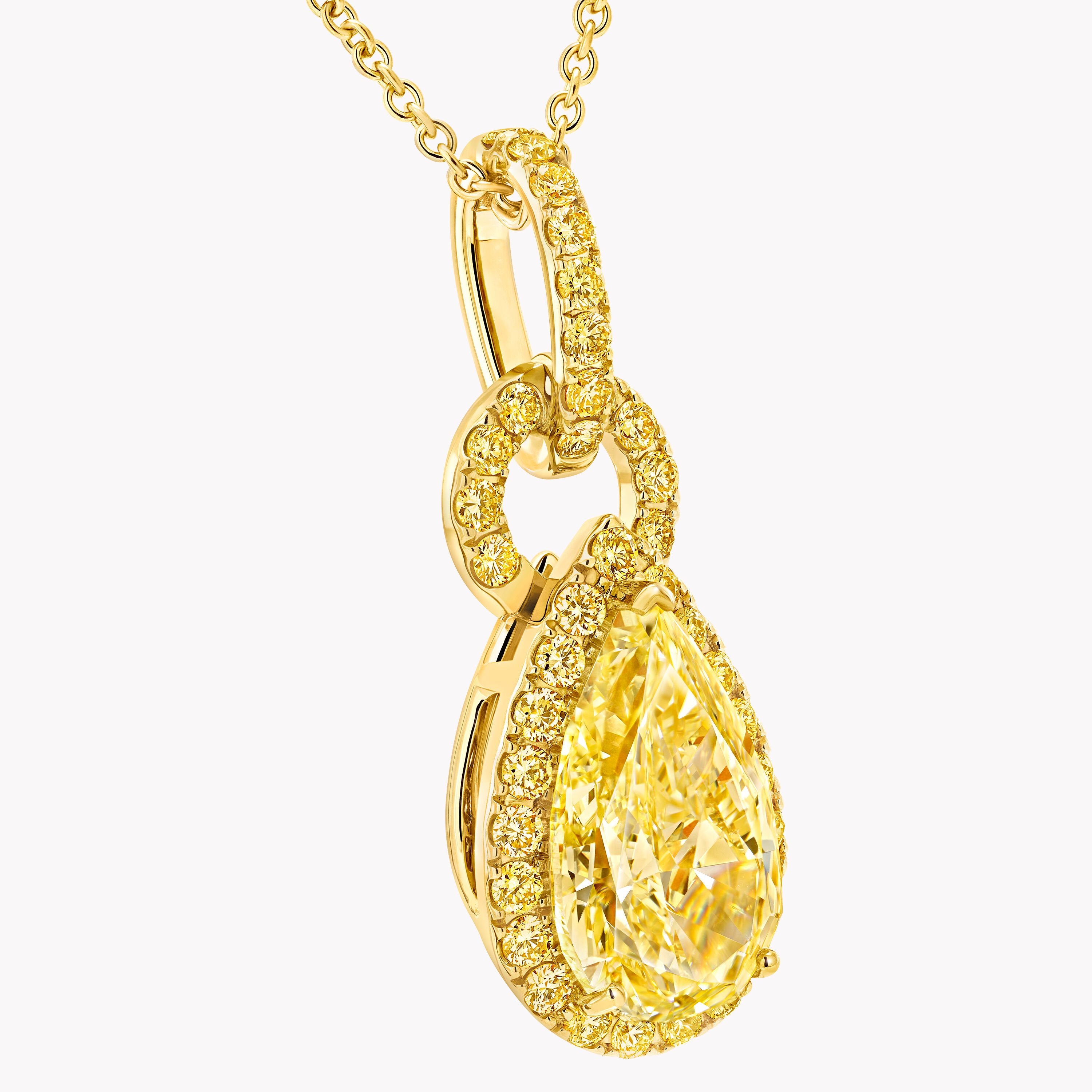 Carave Paris Yellow Pear Halo Diamond Pendant Necklace