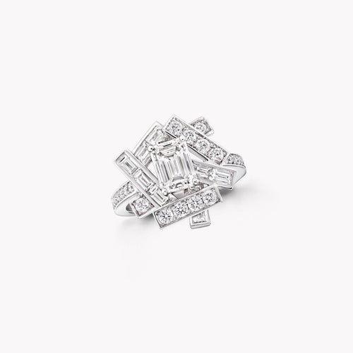 Carave Paris Art Deco Emerald Cut Diamond Statement Ring