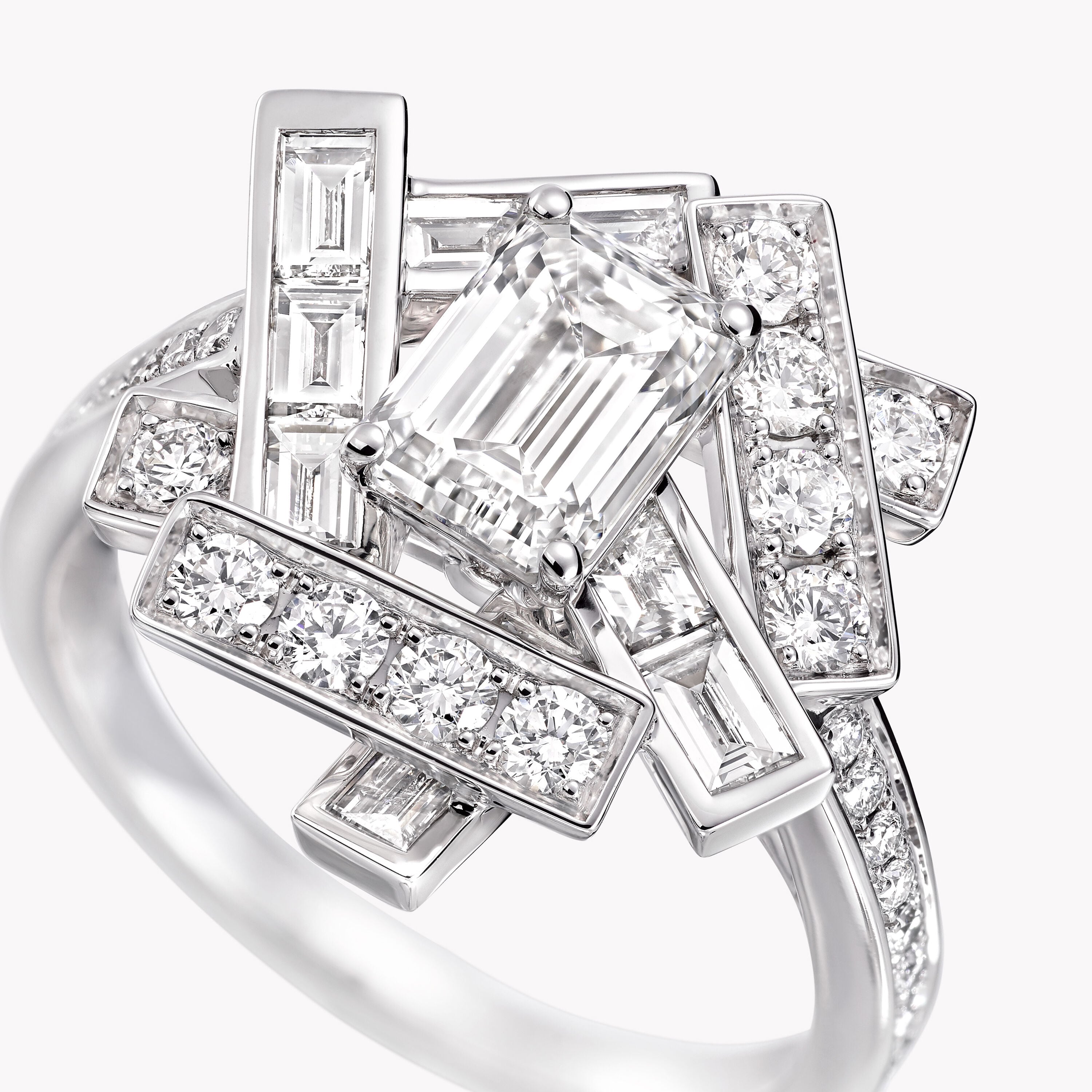Carave Paris Art Deco Emerald Cut Diamond Statement Ring