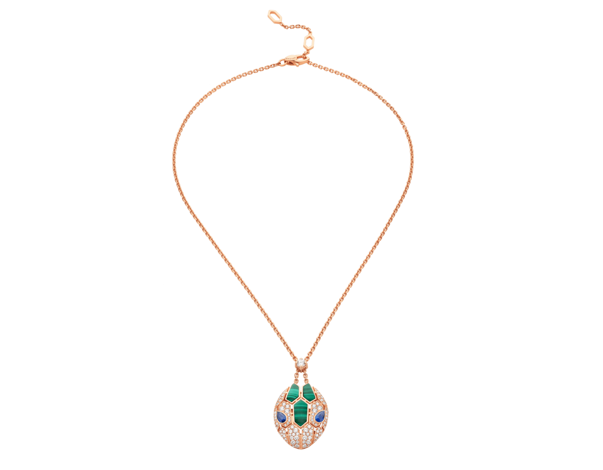 Carave Paris Art Deco Green & Blue Gemstone Oval Pendant Necklace
