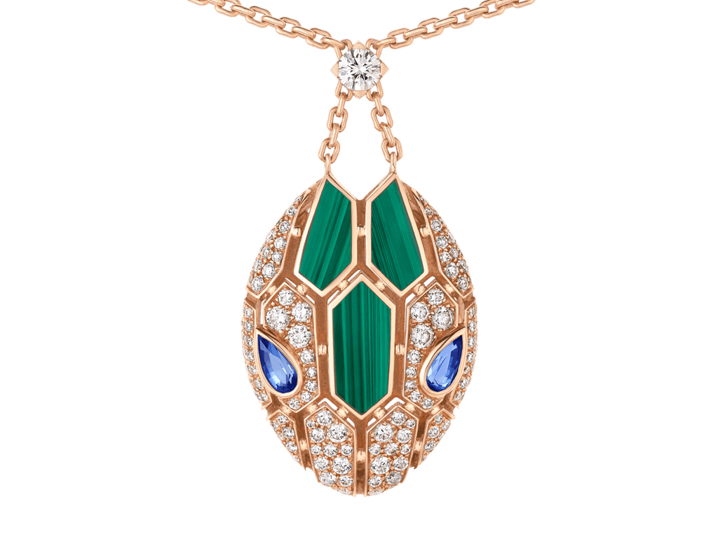 Carave Paris Art Deco Green & Blue Gemstone Oval Pendant Necklace