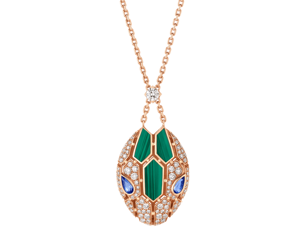 Carave Paris Art Deco Green & Blue Gemstone Oval Pendant Necklace