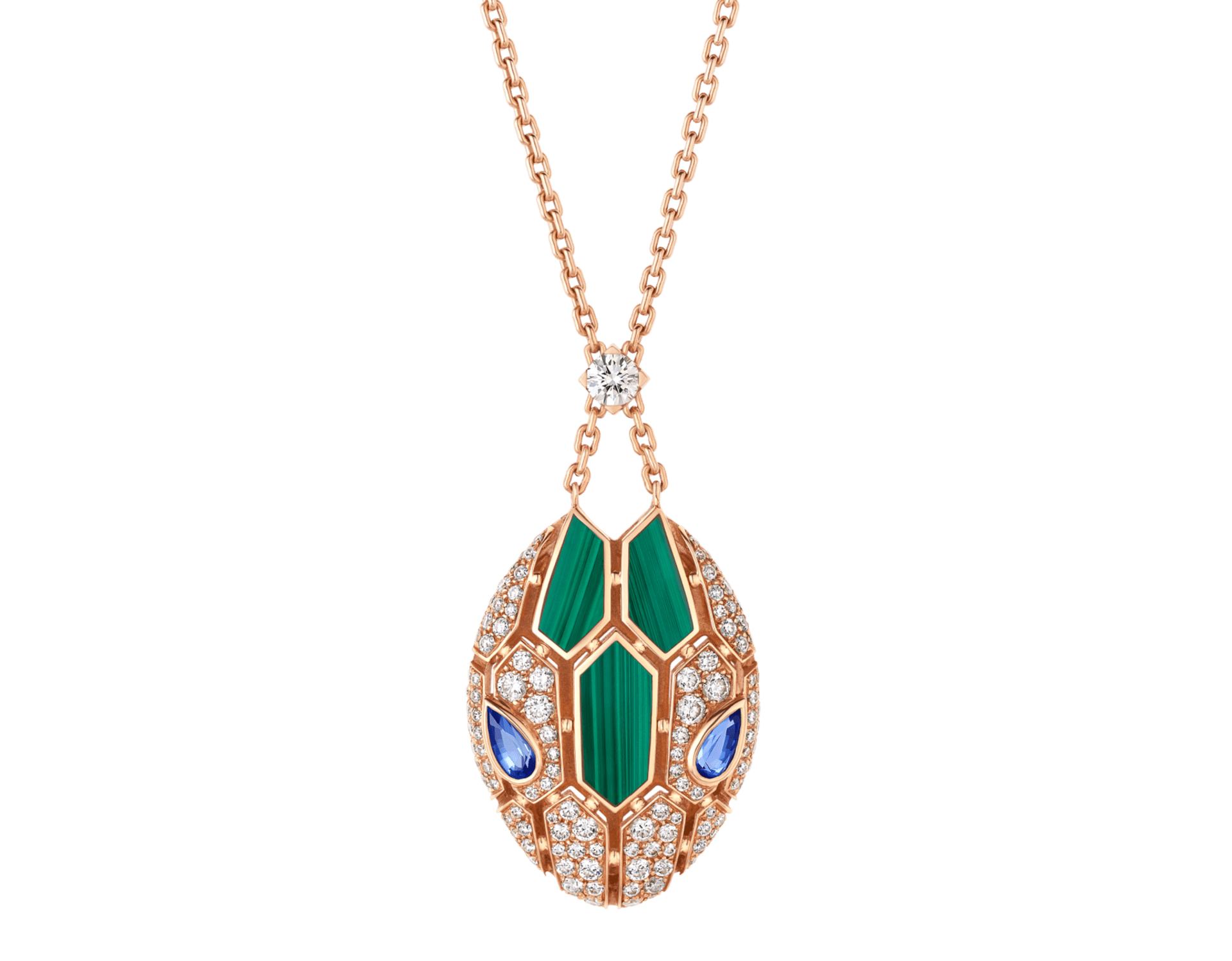 Carave Paris Art Deco Green & Blue Gemstone Oval Pendant Necklace