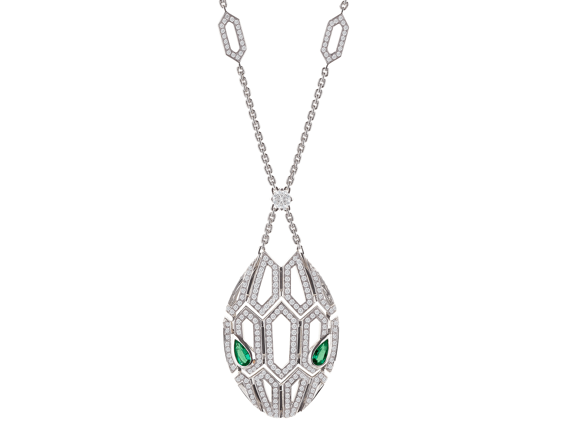Carave Paris Art Deco Green Gemstone Drop Pendant Necklace