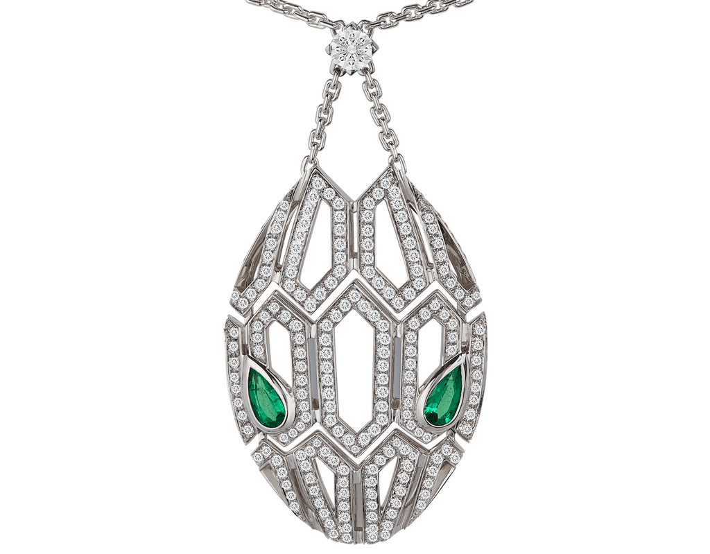 Carave Paris Art Deco Green Gemstone Drop Pendant Necklace
