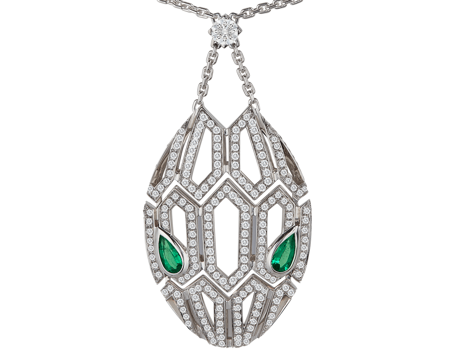 Carave Paris Art Deco Green Gemstone Drop Pendant Necklace