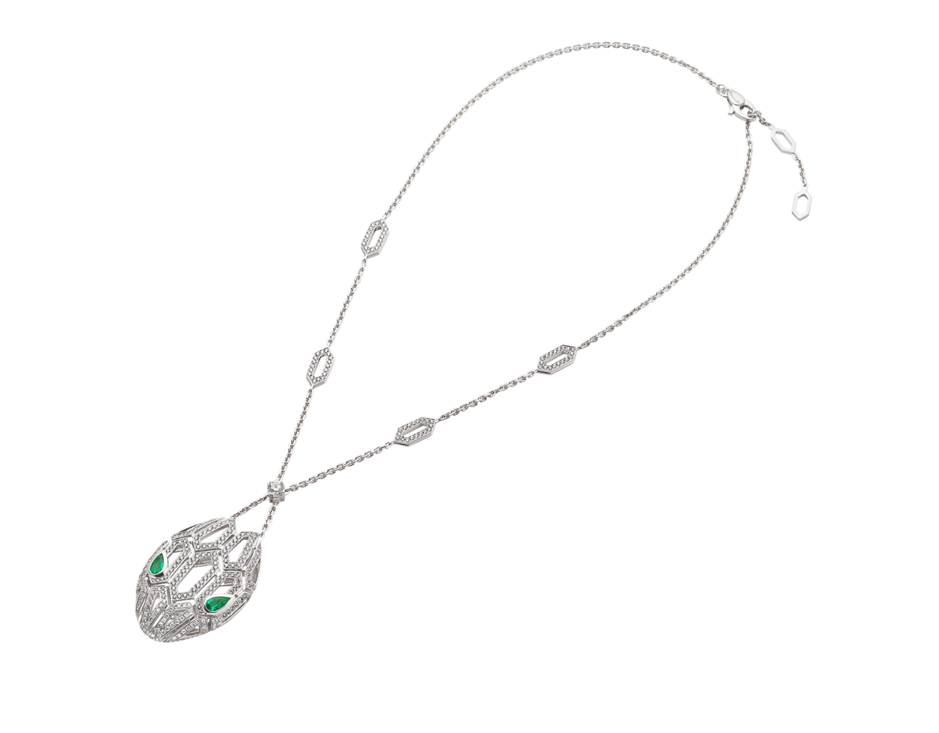 Carave Paris Art Deco Green Gemstone Drop Pendant Necklace