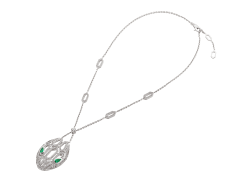 Carave Paris Art Deco Green Gemstone Drop Pendant Necklace