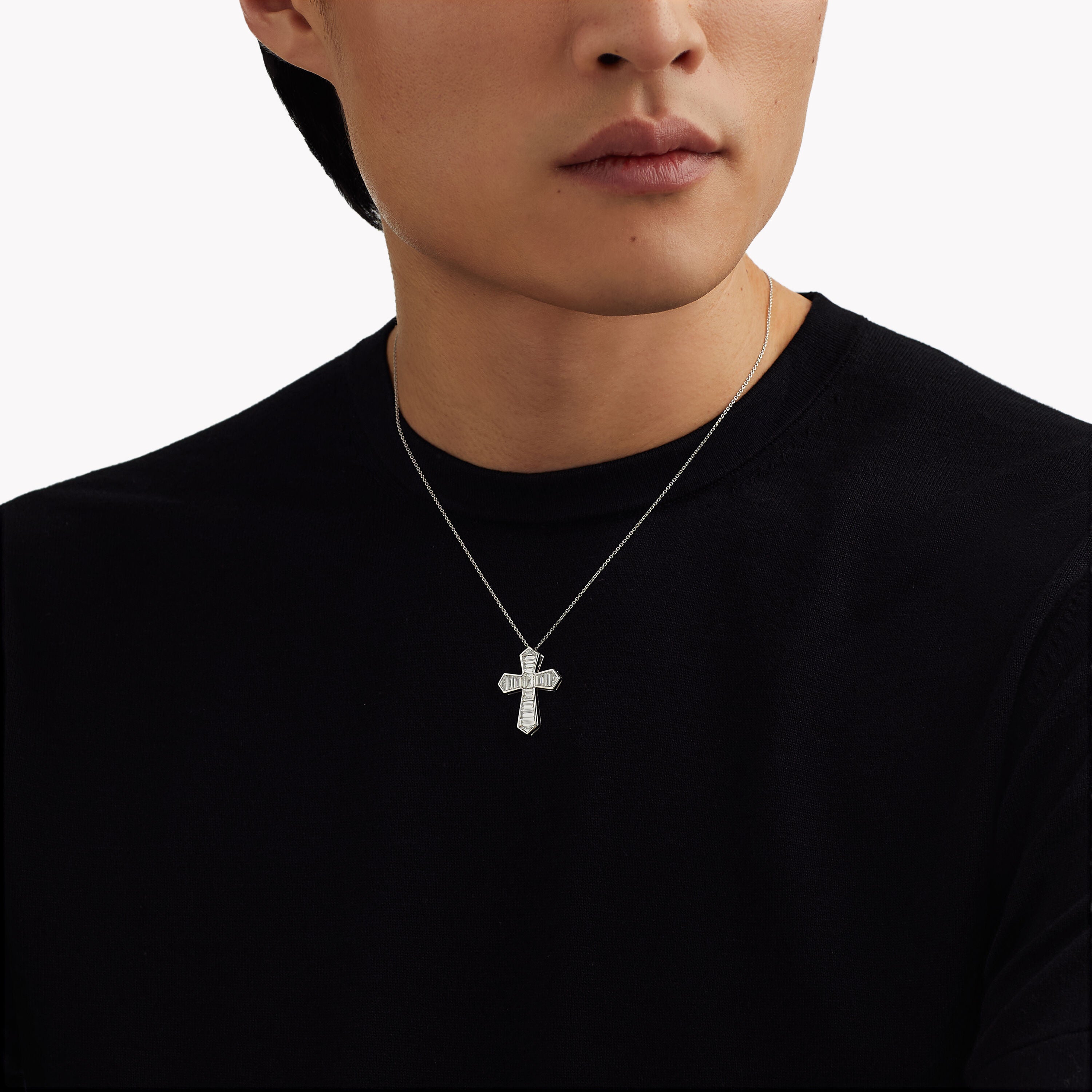 Carave Paris Baguette Diamond Cross Pendant Necklace
