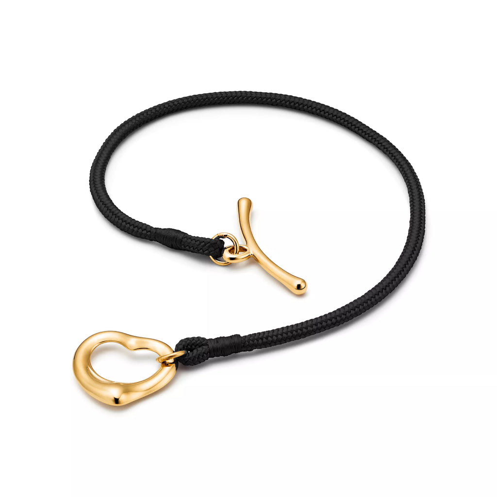 Carave Paris Black Cord Open Heart Gold Bracelet for Women