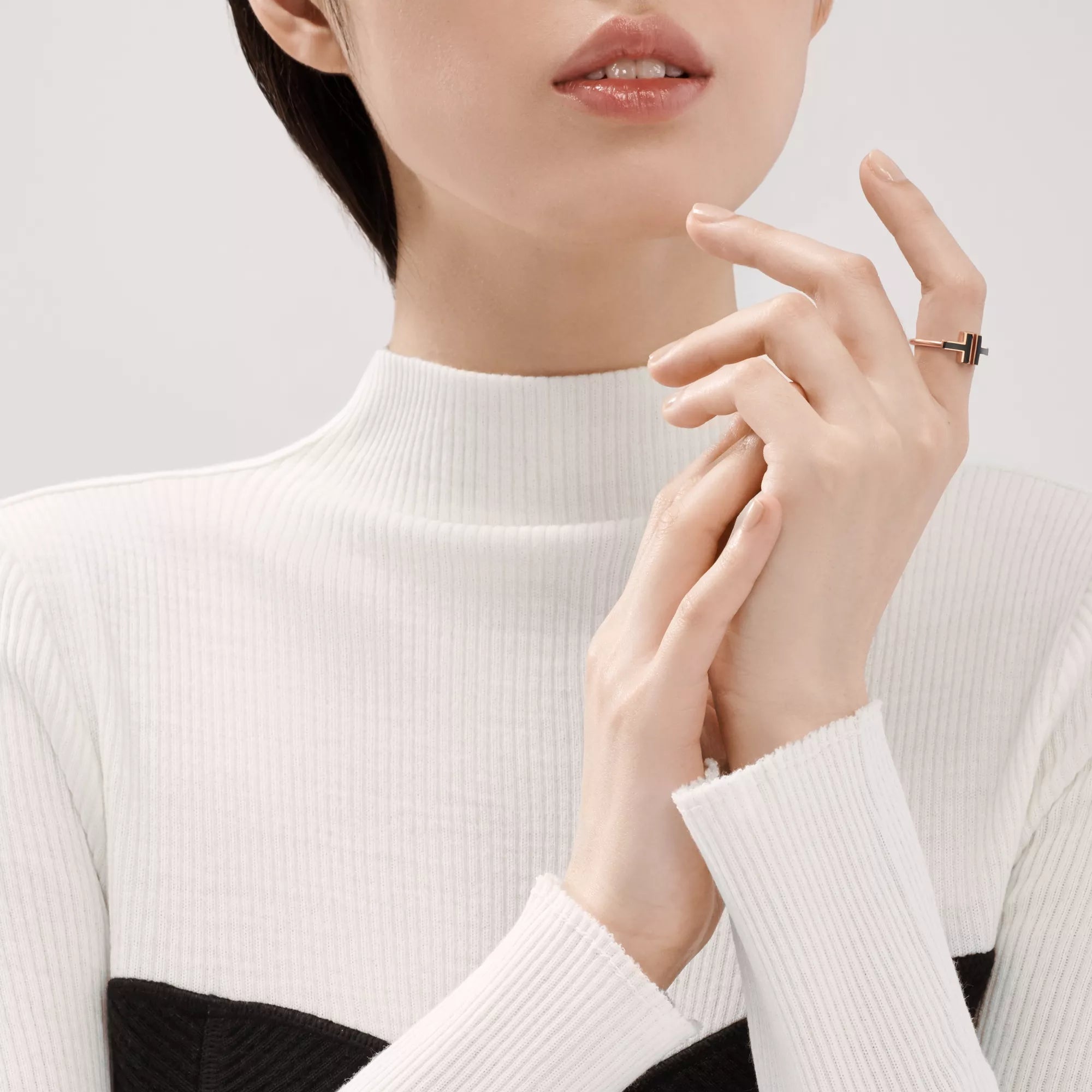Carave Paris Black Enamel Double T Ring