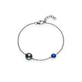 Carave Paris Black Pearl & Blue Gemstone Chain Bracelet