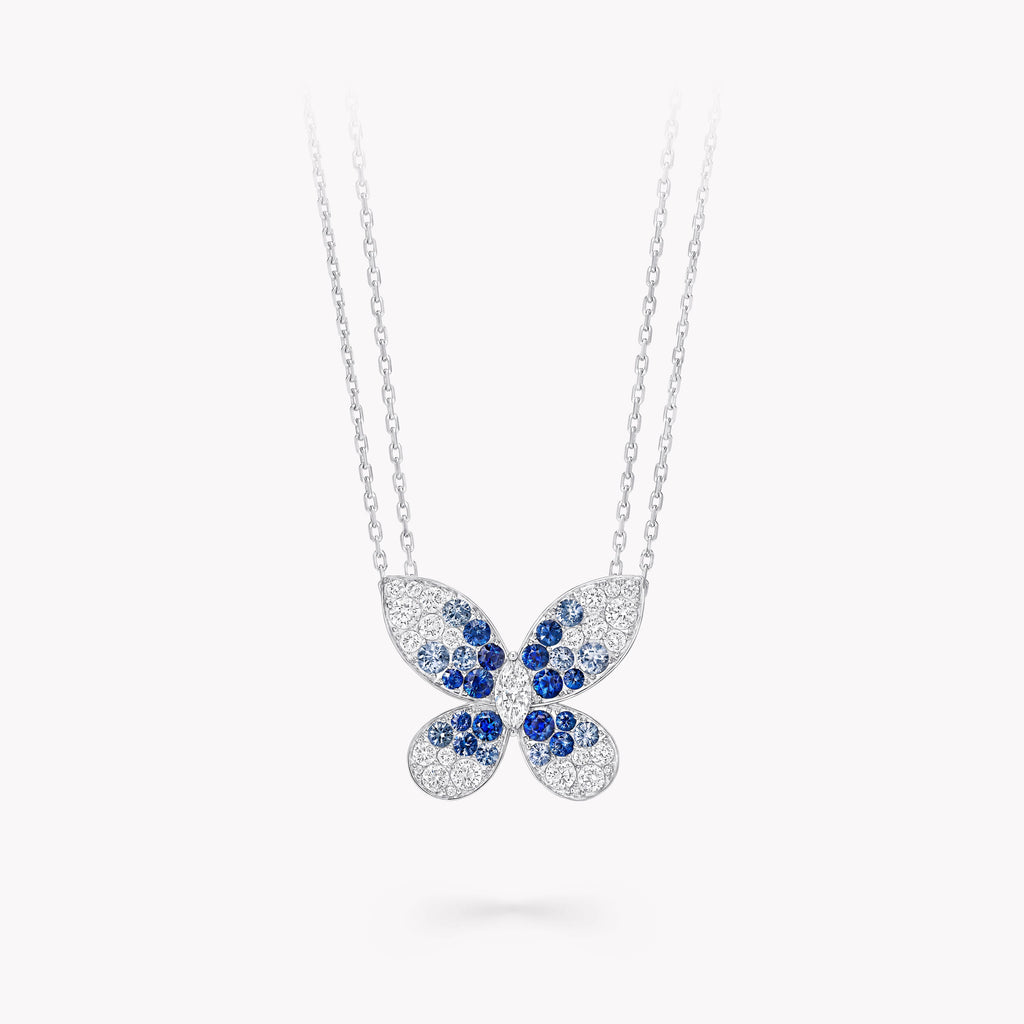 Carave Paris Blue Butterfly Diamond Pendant Necklace