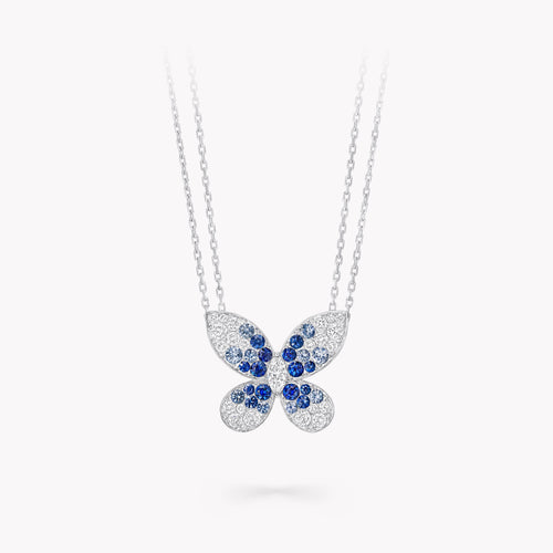 Carave Paris Blue Butterfly Diamond Pendant Necklace