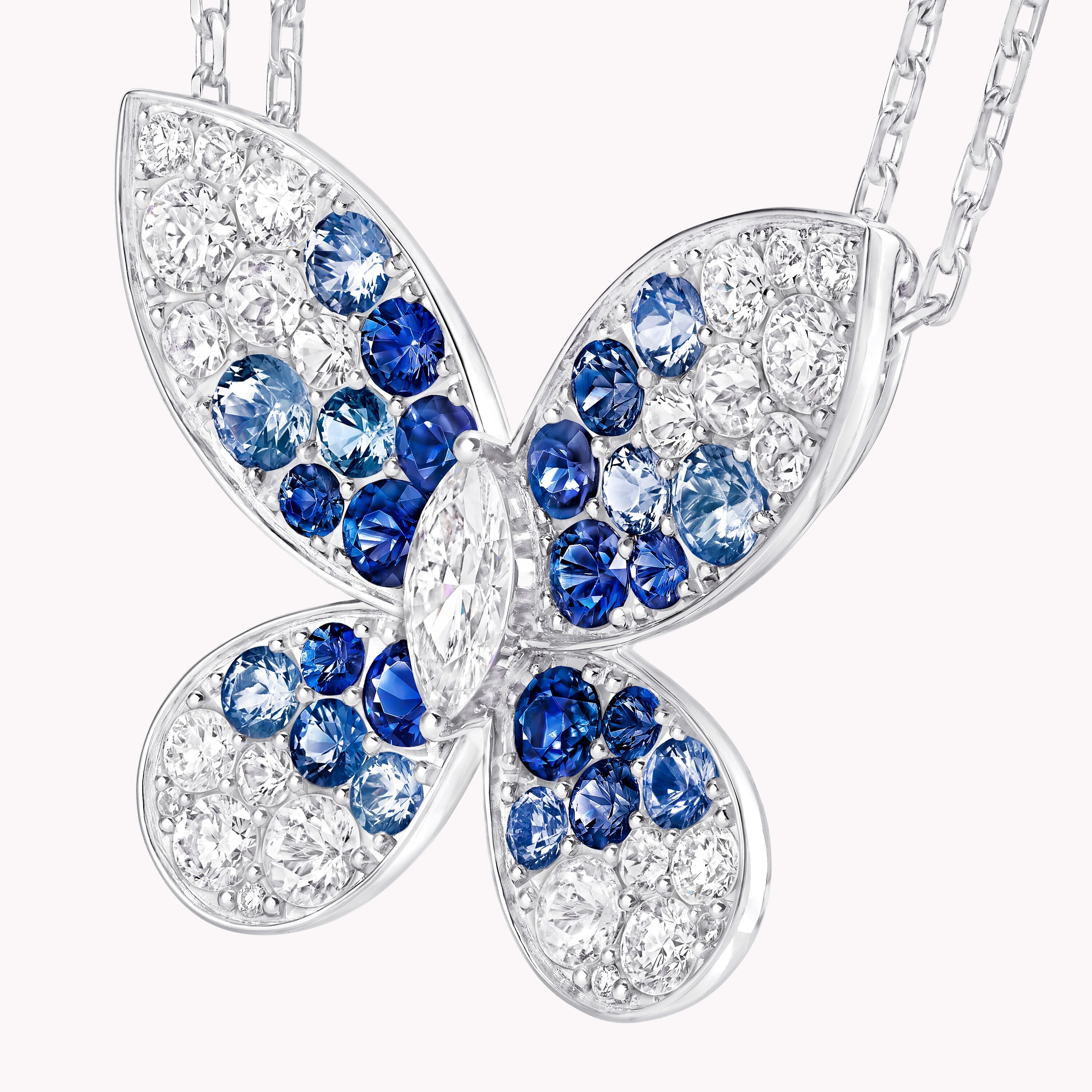 Carave Paris Blue Butterfly Diamond Pendant Necklace