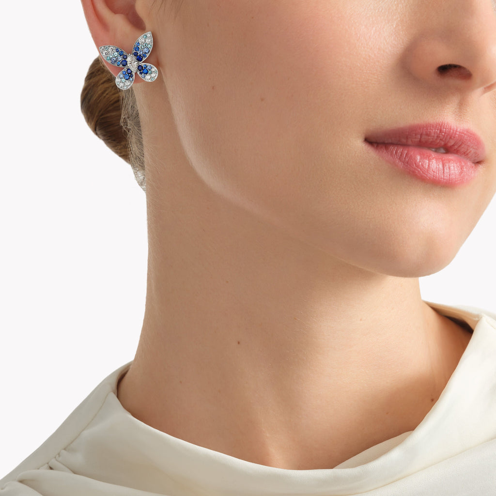 Carave Paris Blue Butterfly Diamond Stud Earrings