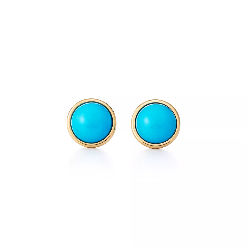 Carave Paris Blue Cabochon Bezel Stud Earrings