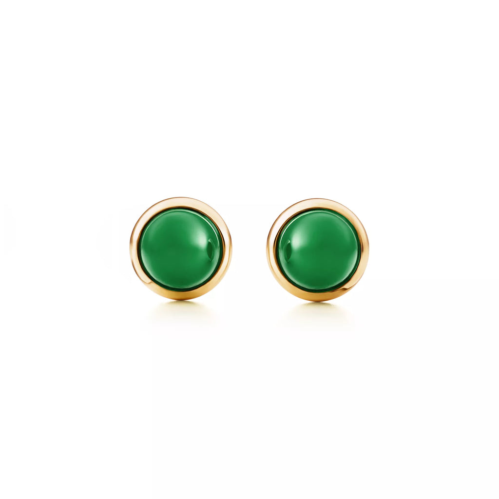 Carave Paris Blue Cabochon Bezel Stud Earrings
