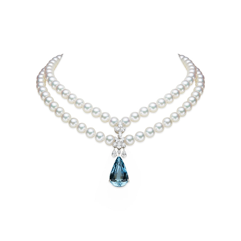 Carave Paris Blue Gem Pearl Double Strand Necklace