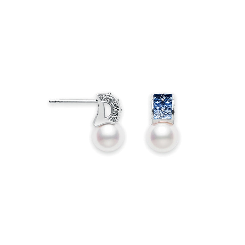 Carave Paris Blue Gem Pearl Stud Earrings