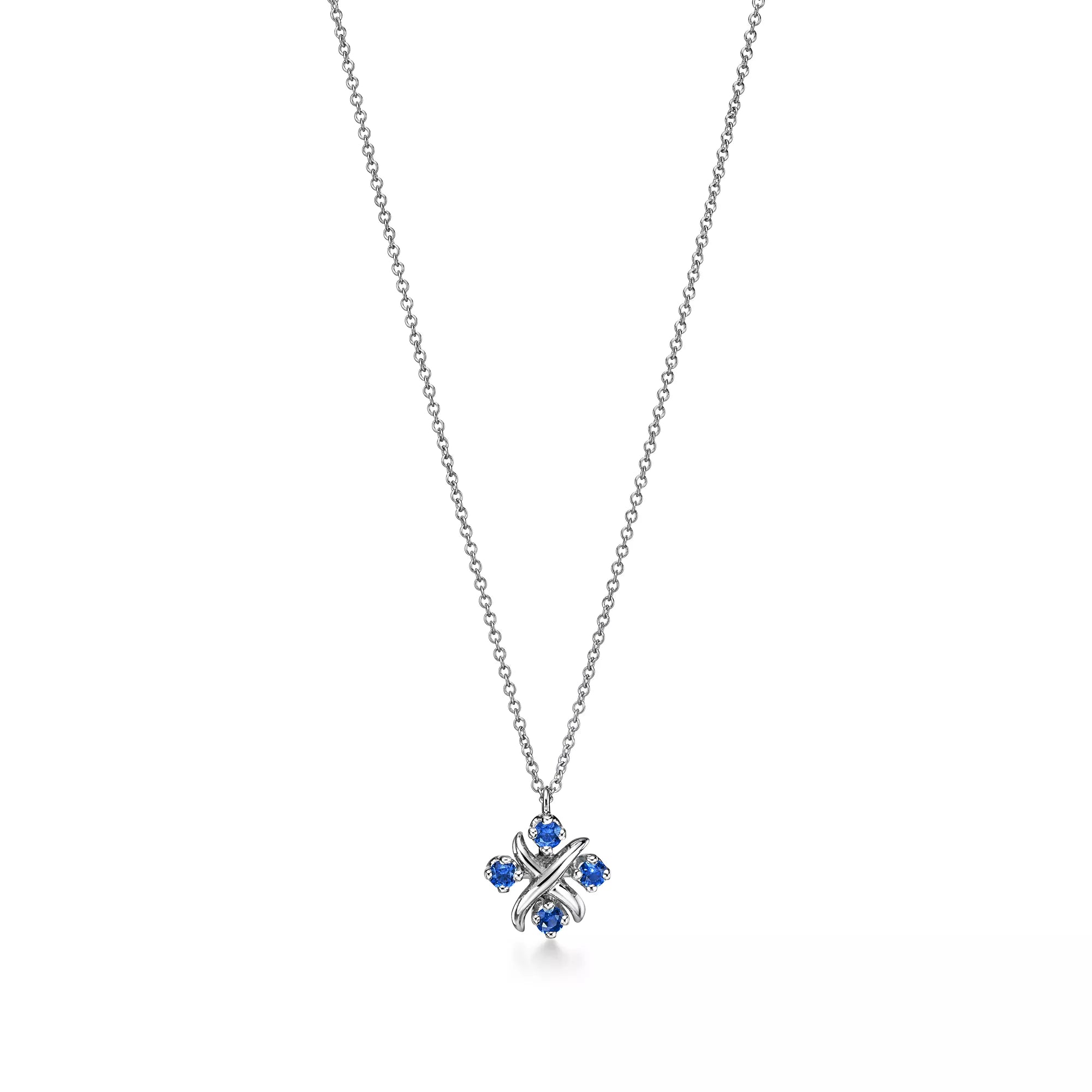 Carave Paris Blue Gemstone Floral Clover Pendant Necklace
