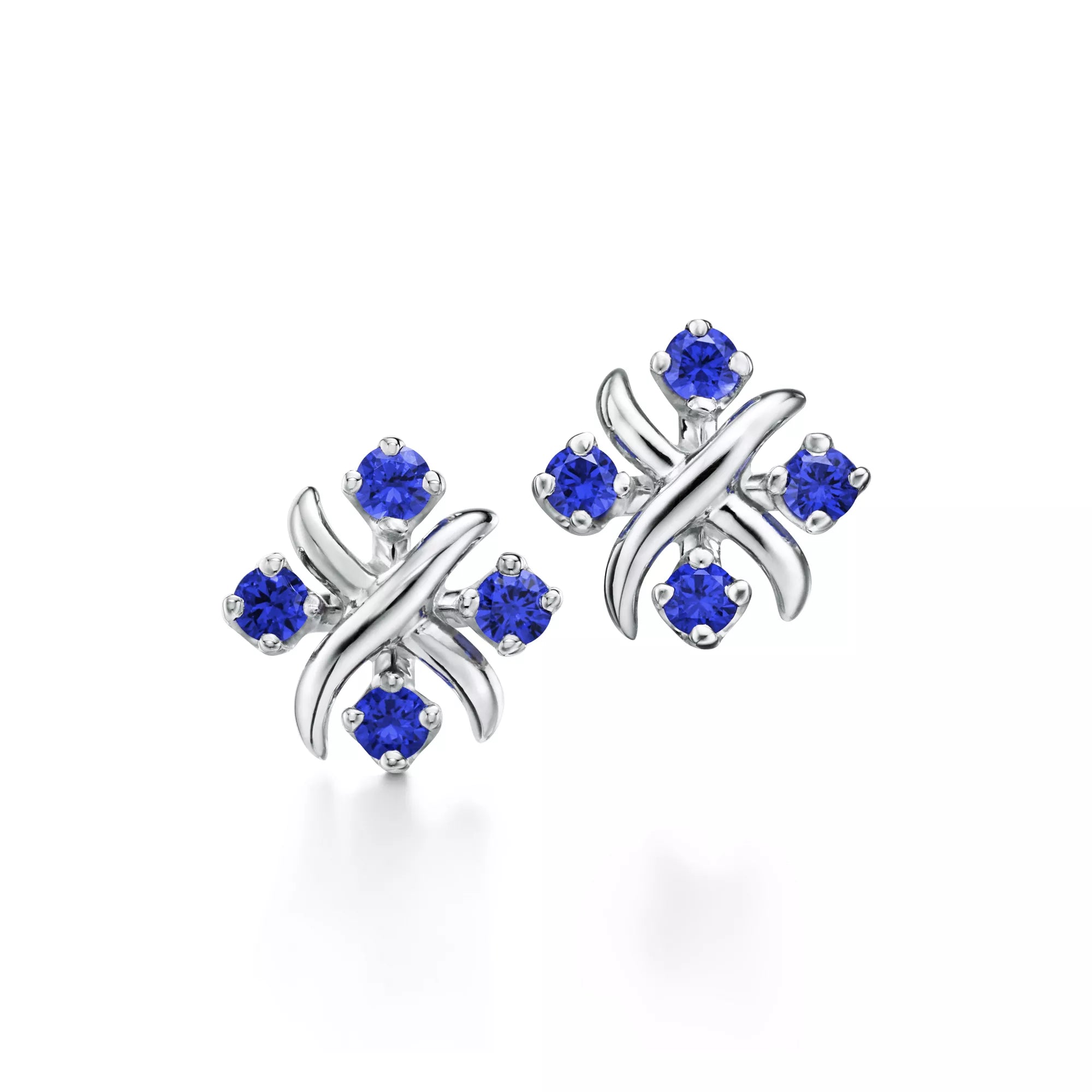 Carave Paris Blue Sapphire Cross Floral Stud Earrings