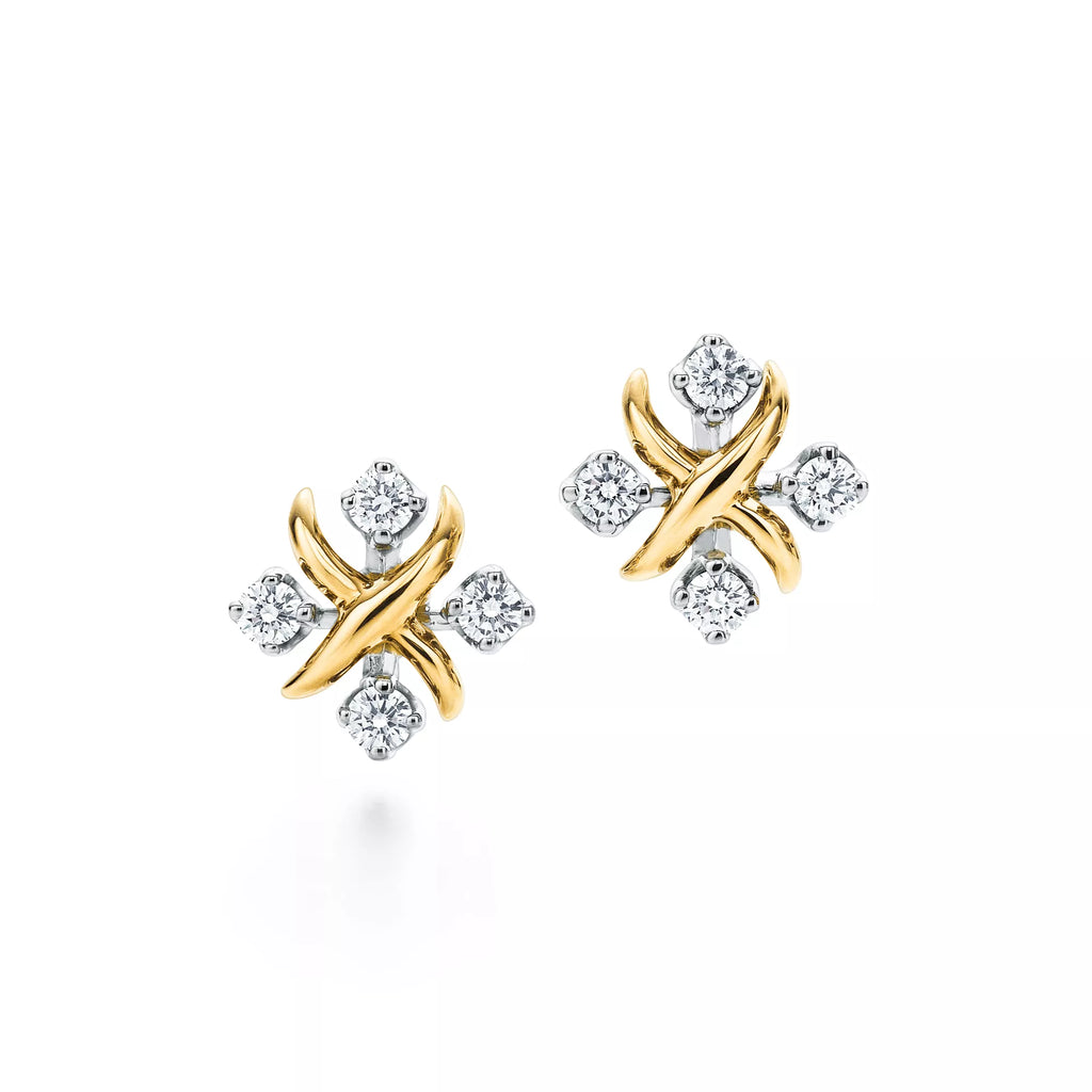 Carave Paris Blue Sapphire Cross Floral Stud Earrings