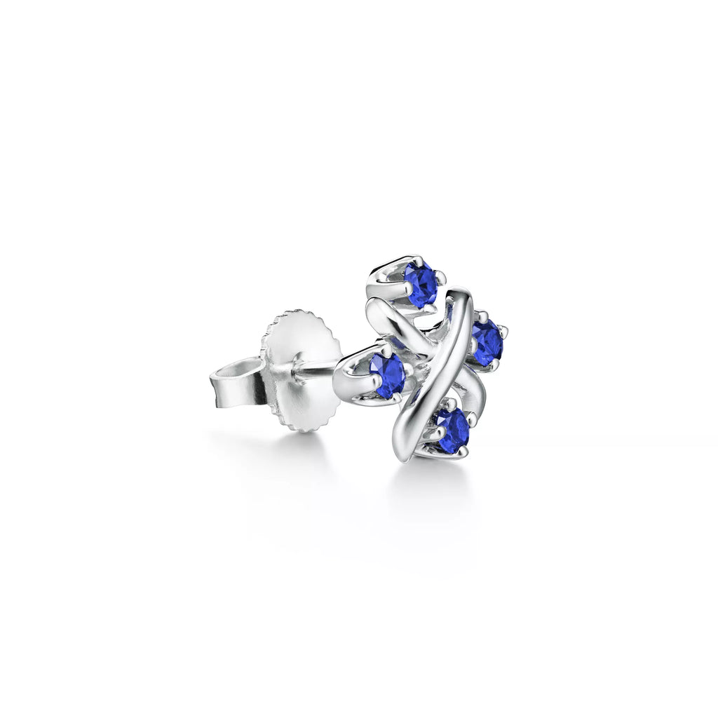 Carave Paris Blue Sapphire Cross Floral Stud Earrings