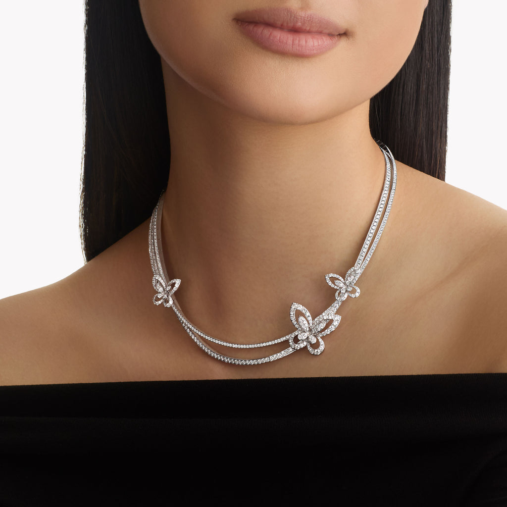 Carave Paris Butterfly Diamond Double Collar Necklace
