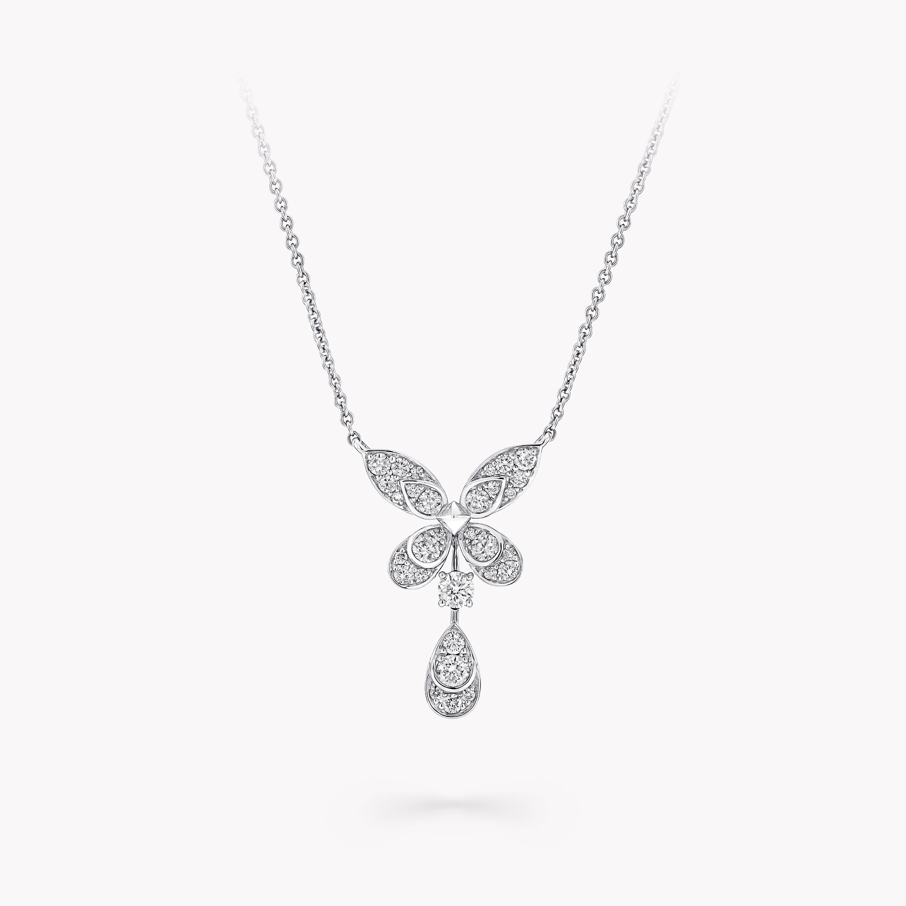 Carave Paris Butterfly Diamond Drop Pendant Necklace