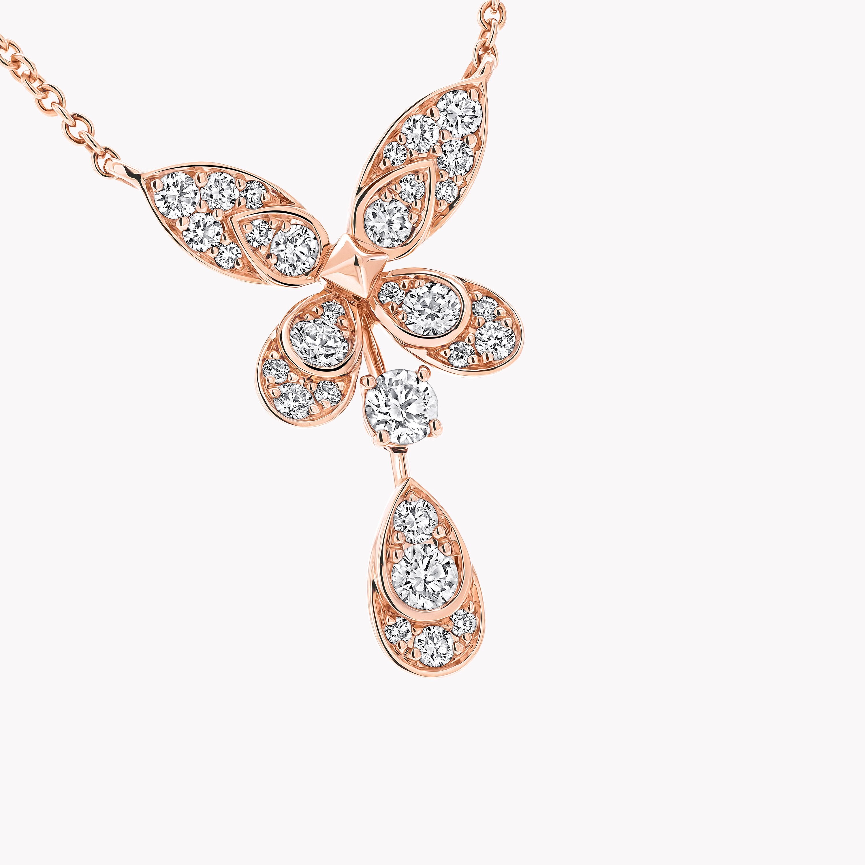 Carave Paris Butterfly Diamond Drop Pendant Necklace
