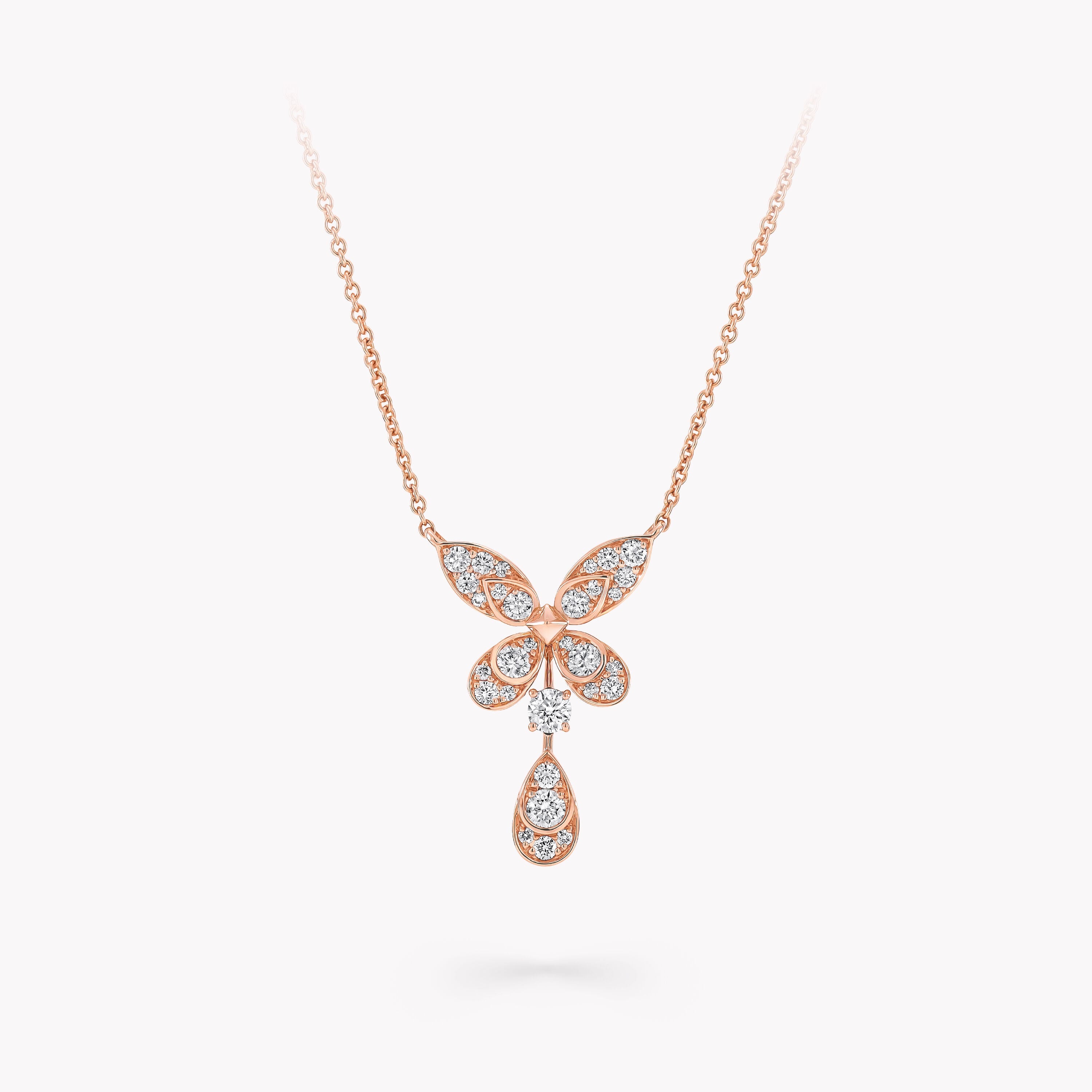 Carave Paris Butterfly Diamond Drop Pendant Necklace