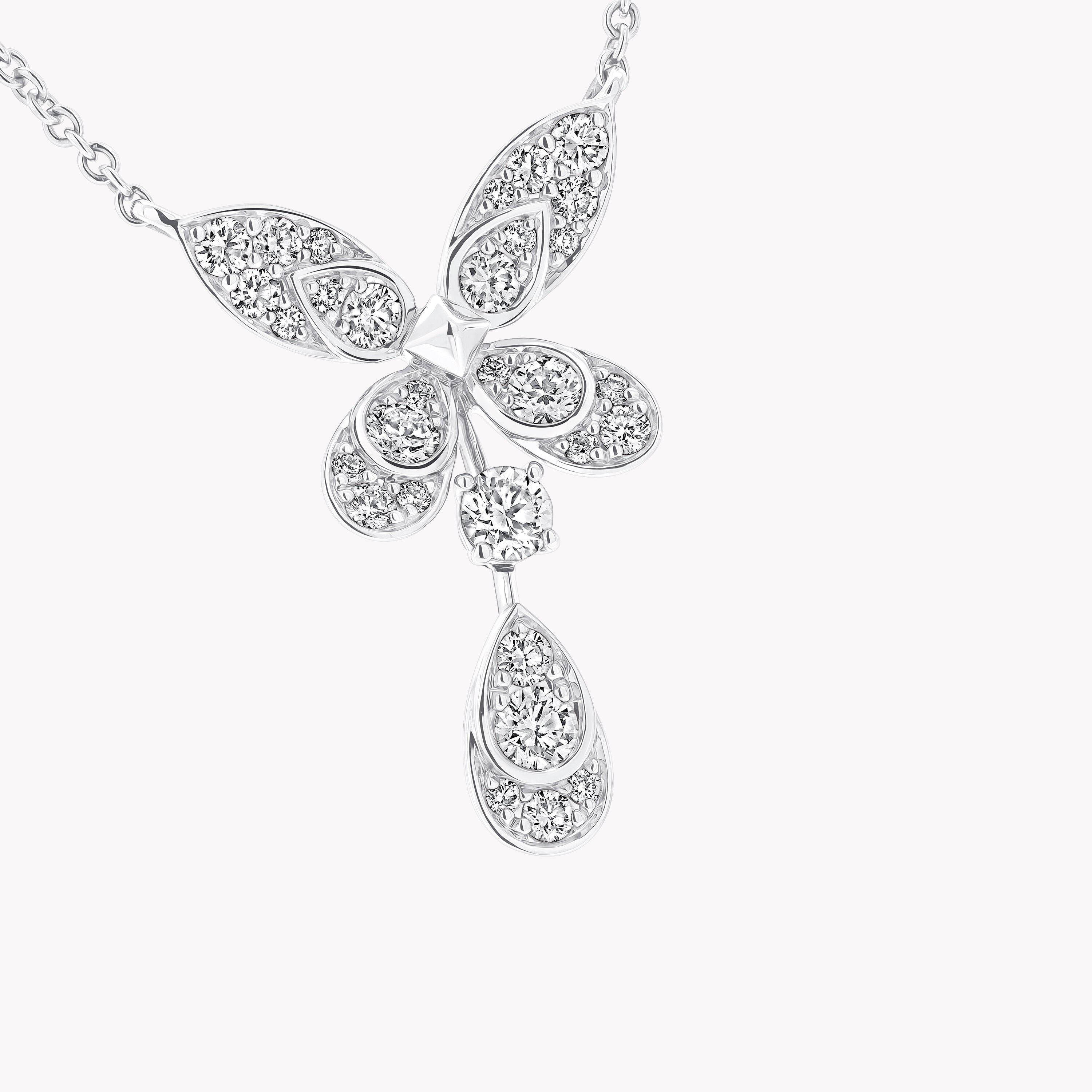 Carave Paris Butterfly Diamond Drop Pendant Necklace