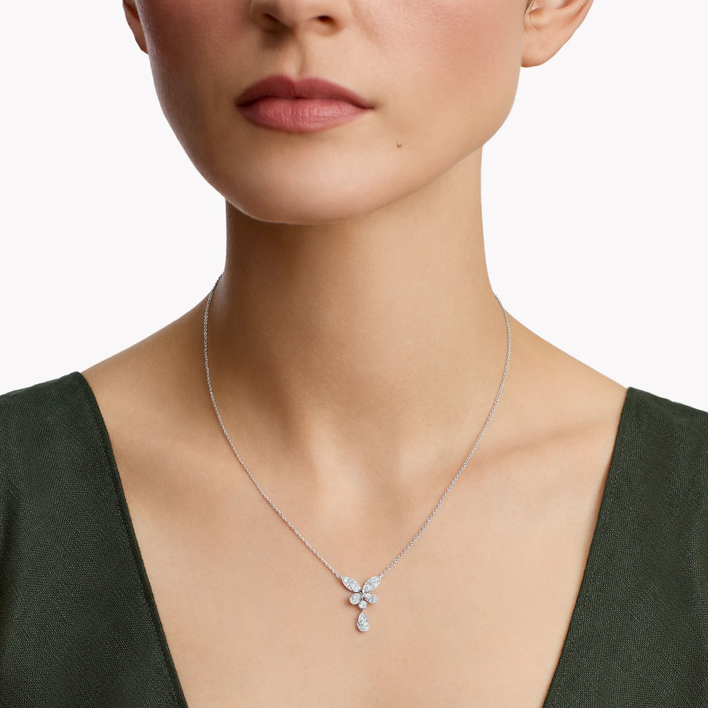 Carave Paris Butterfly Diamond Drop Pendant Necklace