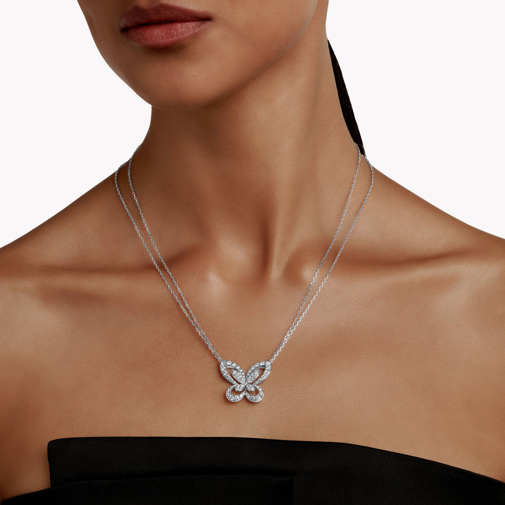 Carave Paris Butterfly Diamond Pendant Necklace