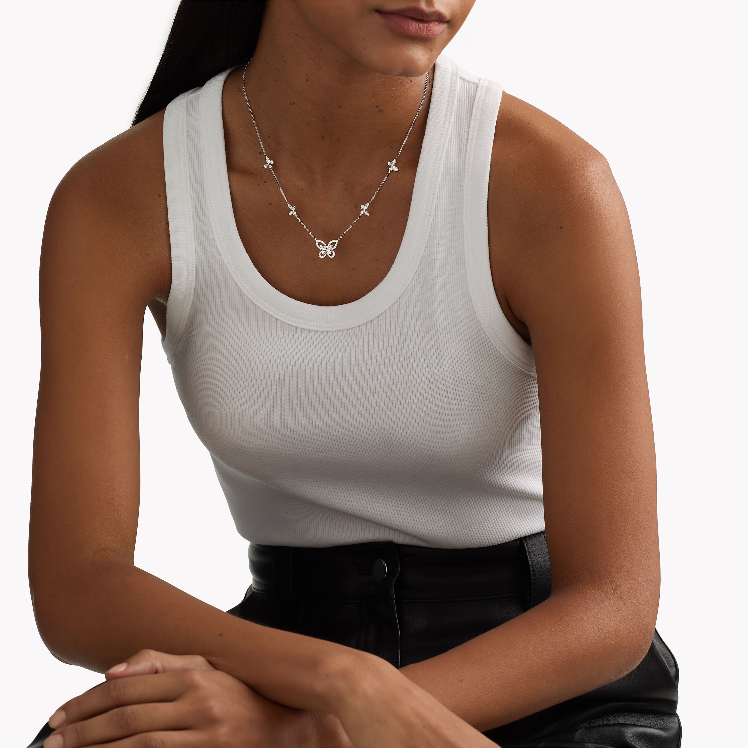 Carave Paris Butterfly Diamond Station Necklace