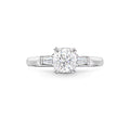 Carave Paris Classic Cushion Cut Diamond Engagement Ring with Tapered Side Diamonds