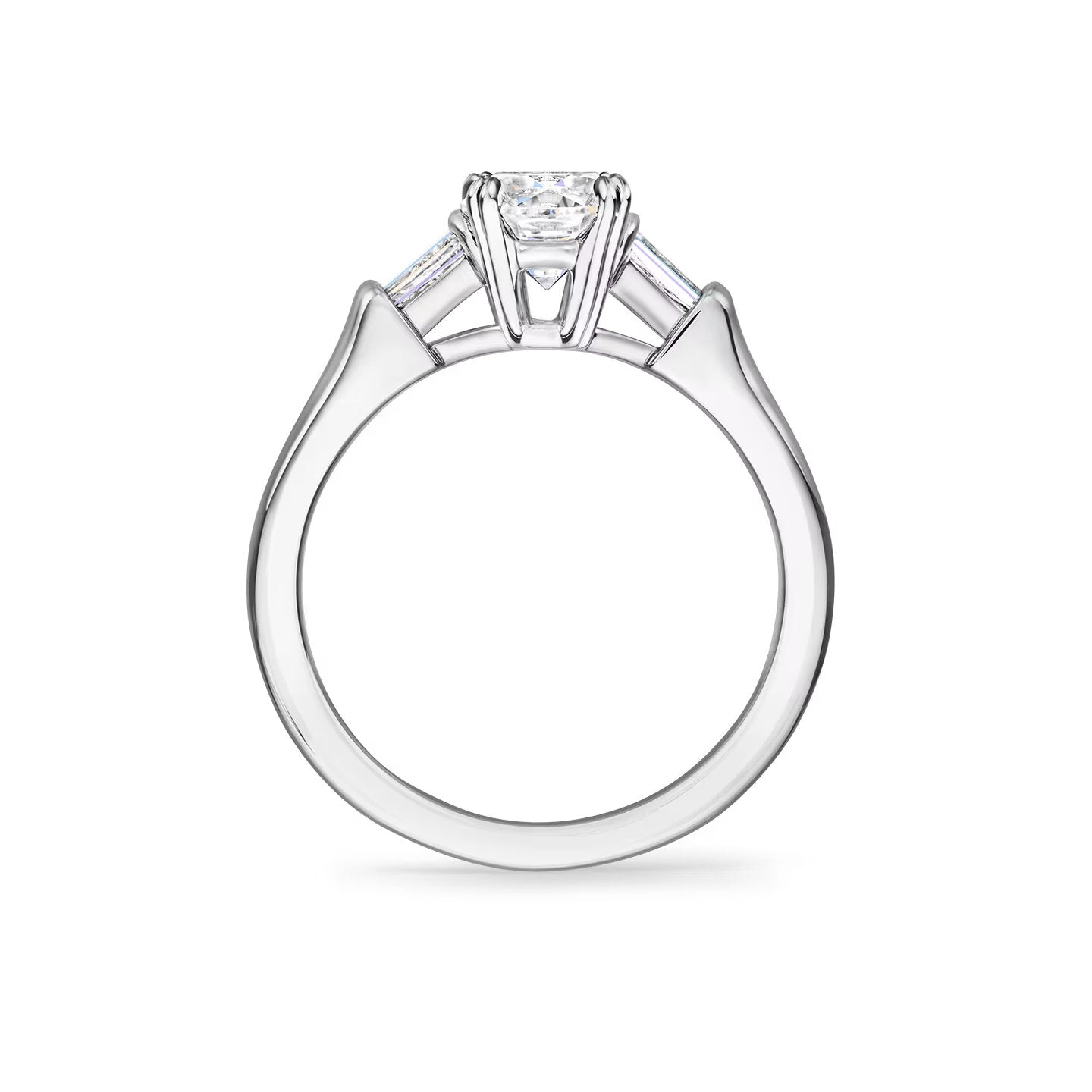 Carave Paris Classic Cushion Cut Diamond Engagement Ring with Tapered Side Diamonds