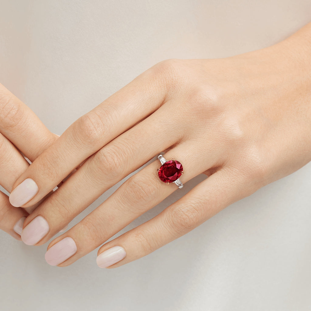Carave Paris Classic Cushion Cut Ruby Engagement Ring with Diamond Accents