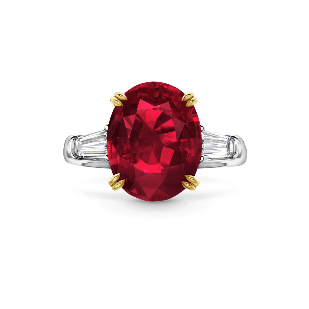 Carave Paris Classic Cushion Cut Ruby Engagement Ring with Diamond Accents