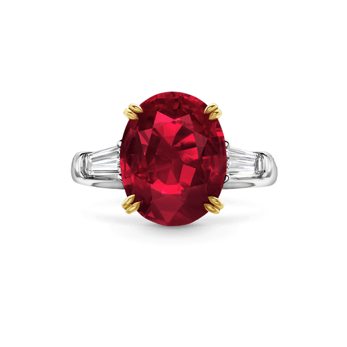 Carave Paris Classic Cushion Cut Ruby Engagement Ring with Diamond Accents