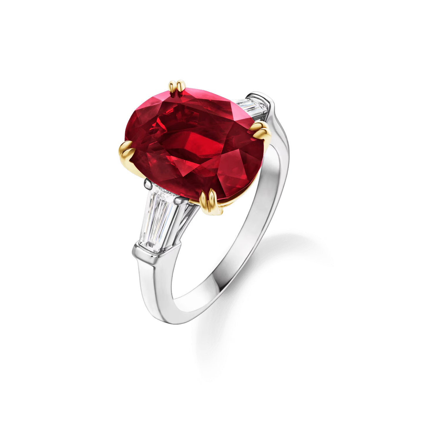 Carave Paris Classic Cushion Cut Ruby Engagement Ring with Diamond Accents
