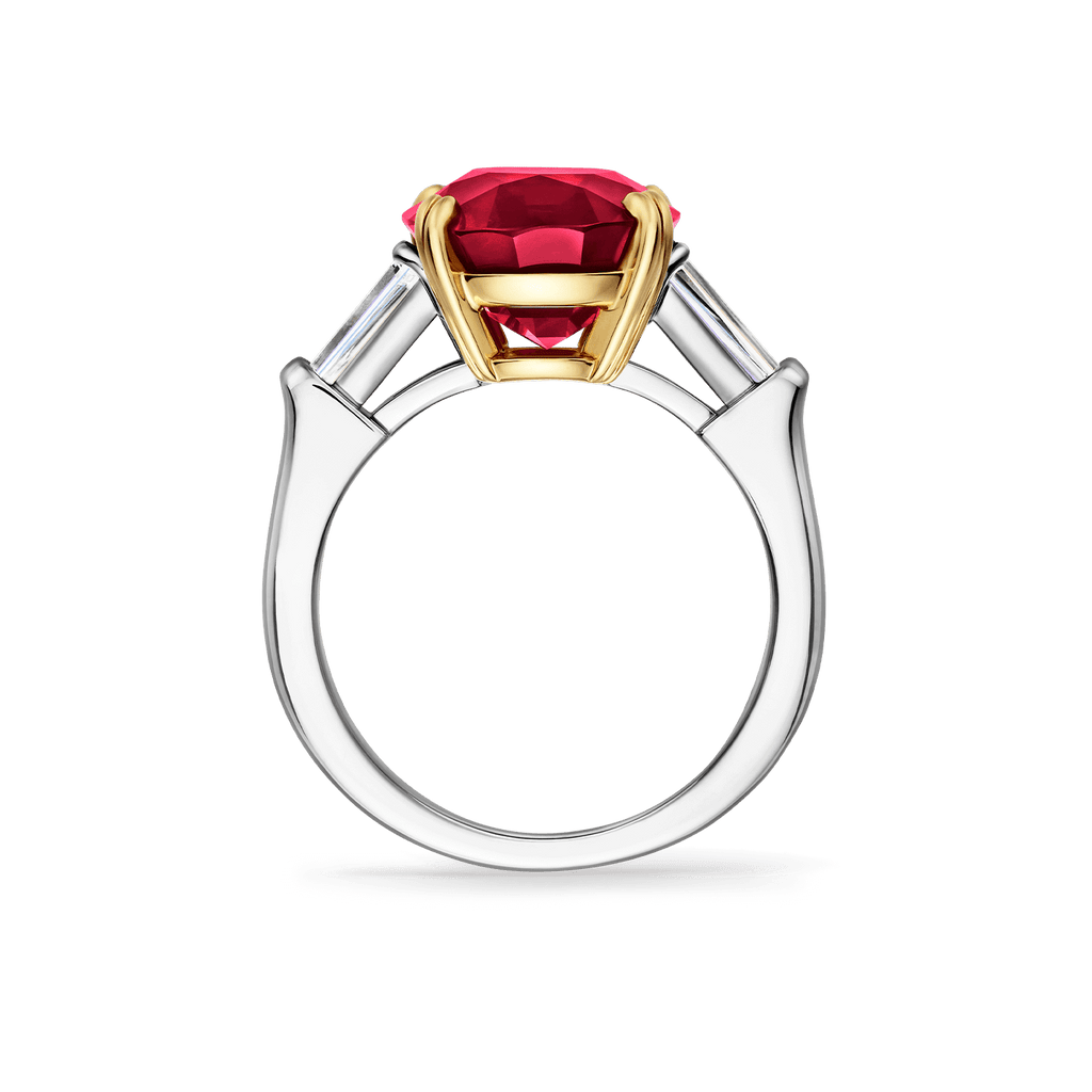Carave Paris Classic Cushion Cut Ruby Engagement Ring with Diamond Accents