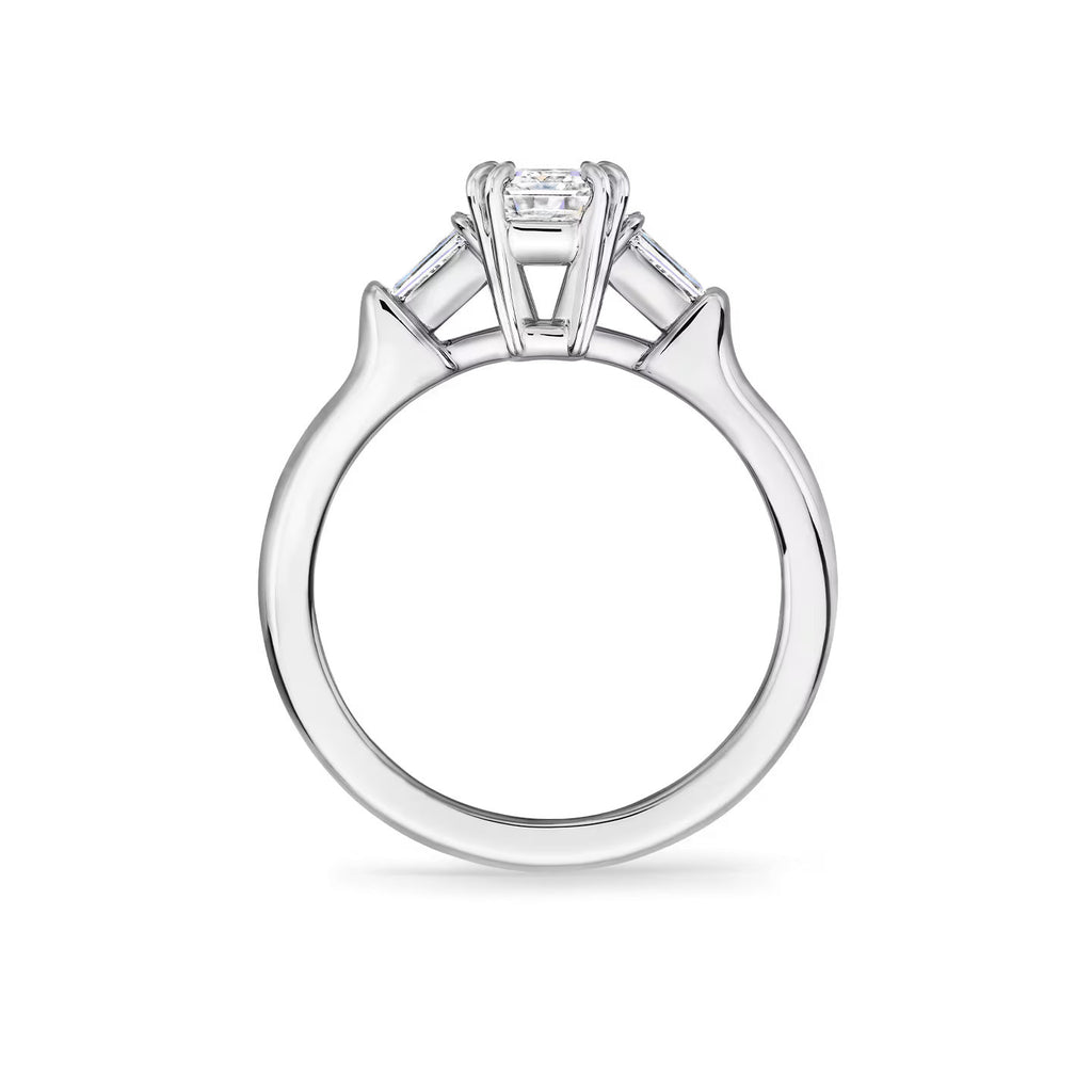 Carave Paris Classic Emerald Cut Diamond Engagement Ring with Tapered Side Diamonds