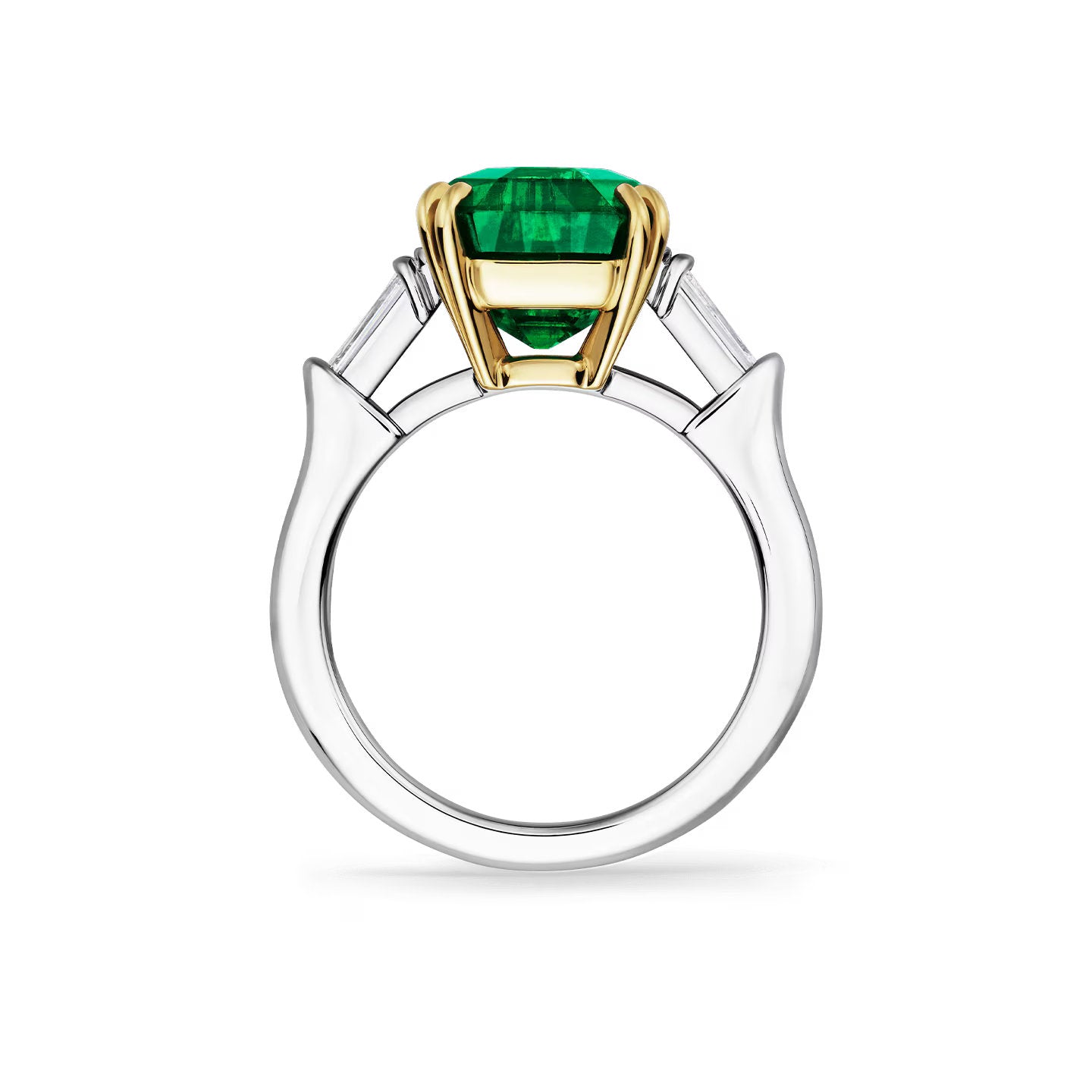 Carave Paris Classic Emerald Cut Emerald Ring with Diamond Side Stones